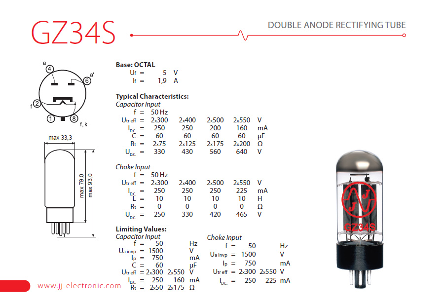 GZ34 JJ-Electronic GZ34S tube NEU rectifier tested 5AR4 